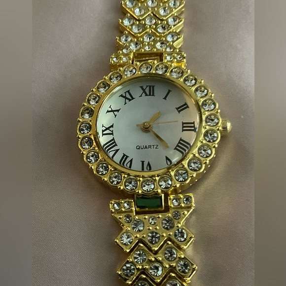 Gold Crystal Accent Women's Bracelet Watch - Picture 2 of 5